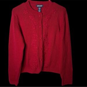 Lands' End Red Women's Cardigan Sweater